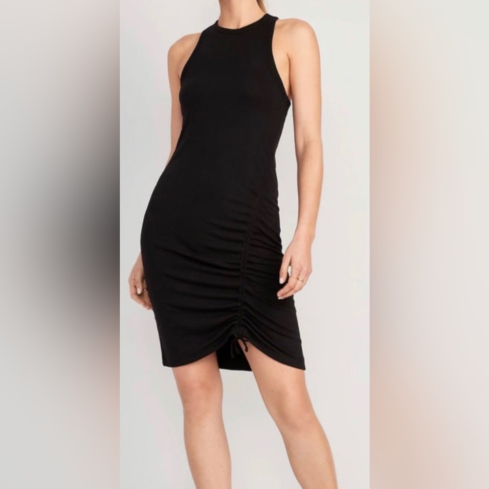 UltraLite Racerback Rib-Knit Ruched Knee-Length Tank Dress for Women Old Navy